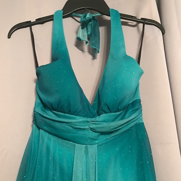 Ruby Rox emerald green glittery gown, S - Picture 2 of 8